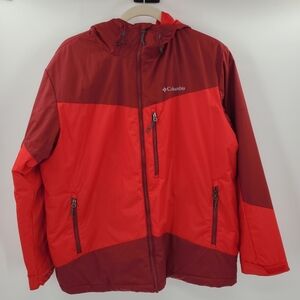 Columbia Mens Jacket XL Front‎ Zip Hooded Zip Pockets Red